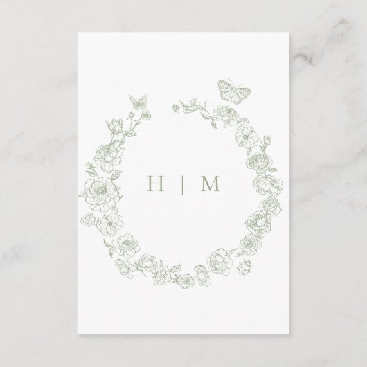 Elegante groene Chinoiserie Bird Crest Wedding Informatiekaartje (Achterkant)