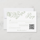 Elegante groene Chinoiserie Bird & Crest Wedding Q RSVP Kaartje (Voorkant)