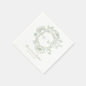 Elegante groene Chinoiserie Bird Crest Wedding Servet (Hoek)