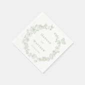 Elegante groene Chinoiserie Bird Crest Wedding Servet (Hoek)