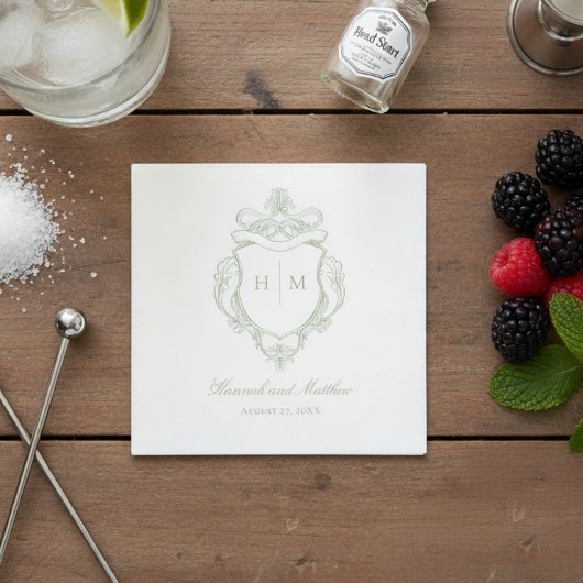 Elegante groene Chinoiserie Bird Crest Wedding Servet