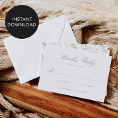 Elegante Groene Chinoiserie Bloemen Huwelijk RSVP  Kaart