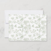 Elegante Groene Chinoiserie Bloemen Huwelijk RSVP Kaart (Achterkant)
