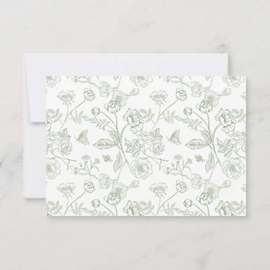 Elegante Groene Chinoiserie Bloemen Huwelijk RSVP  Kaart (Achterkant)