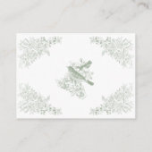 Elegante Groene Chinoiserie Natuur Vogels Baby Lui Informatiekaartje (Achterkant)