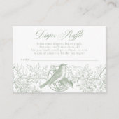 Elegante Groene Chinoiserie Natuur Vogels Baby Lui Informatiekaartje (Voorkant)