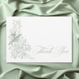 Elegante groene Chinoiserie Natuur Vogels Baby sho Bedankkaart
