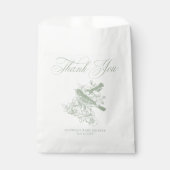 Elegante groene Chinoiserie Natuur Vogels Baby sho Bedankzakje (Voorkant)