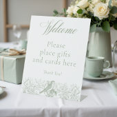 Elegante groene Chinoiserie Natuur Vogels Baby sho Reclamebord Met Voetstuk