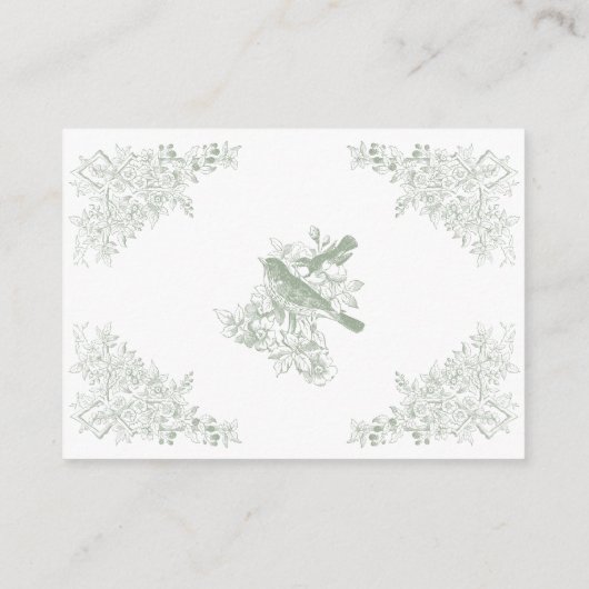 Elegante Groene Chinoiserie Natuur Vogels Boeken B Informatiekaartje (Achterkant)