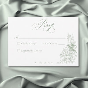 Elegante Groene Chinoiserie Natuur & Vogels Bruilo RSVP Kaartje