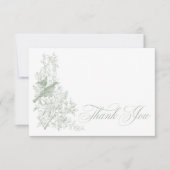 Elegante Groene Chinoiserie Natuur & Vogels Weddin Bedankkaart (Voorkant)