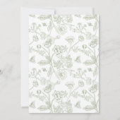 Elegante Groene Chinoiserie Victoriaans Bloemenbru Kaart (Achterkant)