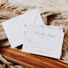 Elegante Groene Chinoiserie Victoriaans Bloemenbru RSVP Kaartje