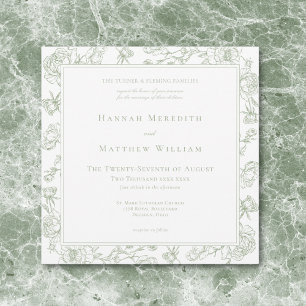Elegante Groene Chinoiserie Vogel & Wapen Wedding Kaart