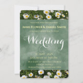 Elegante groene Daisy bruiloft Kaart (Voorkant)