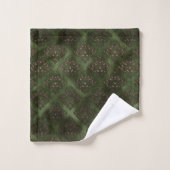 Elegante groene damast bronzen badkamer bad handdoek (Wasdoekje)