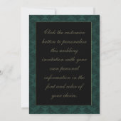 Elegante groene damast bruiloft kaart (Achterkant)