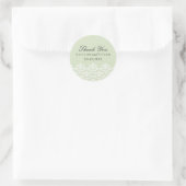 Elegante groene damast trouwsticker ronde sticker (Tas)