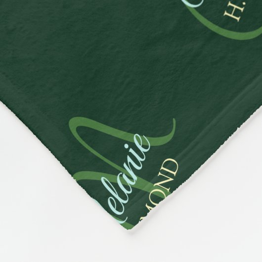 Elegante groene deken met haar naam en Initiaal (Hoek)