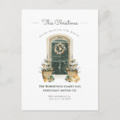 Elegante groene deur Winter aankondiging nieuw hui (Voorkant)