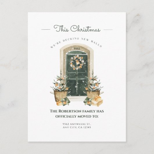 Elegante groene deur Winter aankondiging nieuw hui (Voorkant)