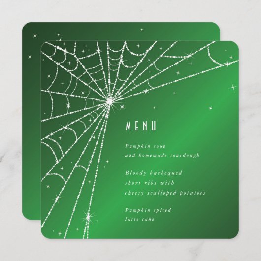 Elegante Groene Diamant Spin Web Vierkant/Rond Menu (Voorkant / Achterkant)