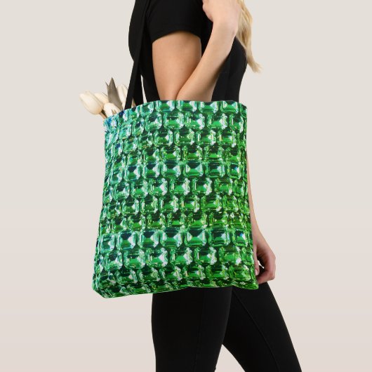 Elegante Groene Diamanten groene edelsteen sierade Tote Bag (Dichtbij)