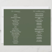 Elegante groene DIY-huwelijksprogramma met gevouwe (Achterkant)