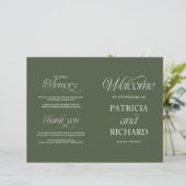 Elegante groene DIY-huwelijksprogramma met gevouwe (Staand voorkant)