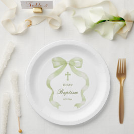 Elegante Groene Doop Boog Papieren Bordje