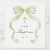 Elegante Groene Doop Boog Wijn Etiket (Enkel label)