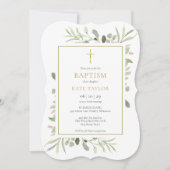 Elegante Groene Doop Uitnodiging (Voorkant)