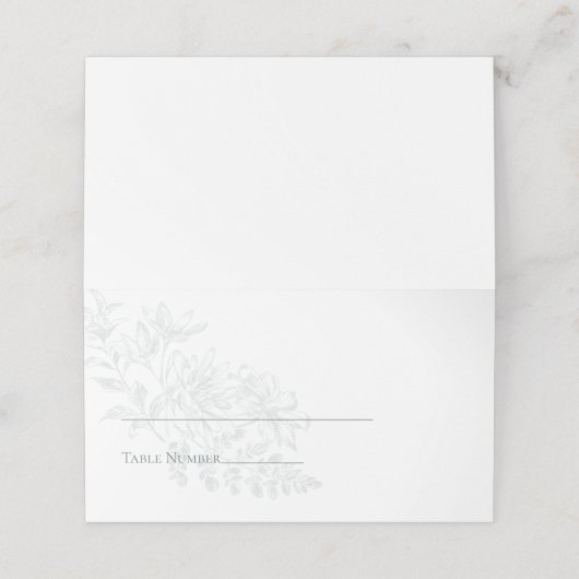 Elegante groene eenvoudige bloemenbruiloft plaatskaartje (Buitenkant ongevouwen)