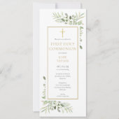 Elegante groene eerste heilige communie kaart (Voorkant)