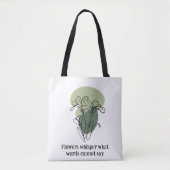 Elegante Groene en Blauwe Bloemen Canvas tas met N (Voorkant)
