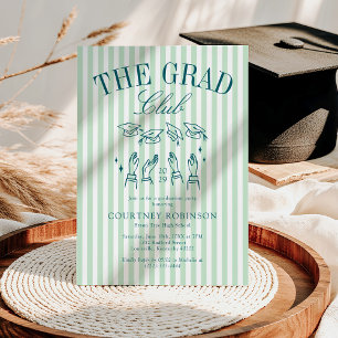Elegante Groene en Blauwe Grad Club Afstuderen Kaart