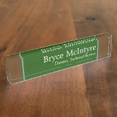 Elegante groene en bruine naamplaat voor uw Kantoo Naambordje (Zijkant)