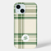 Elegante groene en crème geplakte telefoonhoes Case-Mate iPhone case (Achterkant)