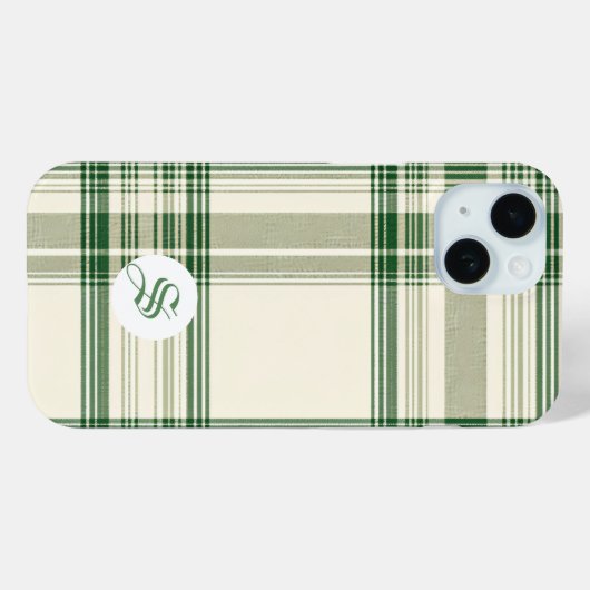 Elegante groene en crème geplakte telefoonhoes Case-Mate iPhone case (Achterkant (horizontaal))