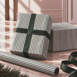 Elegante groene en crèmekleurige kerst met streepj cadeaupapier