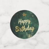 Elegante groene en faux gouden verjaardag confetti (Kleine voorkant)