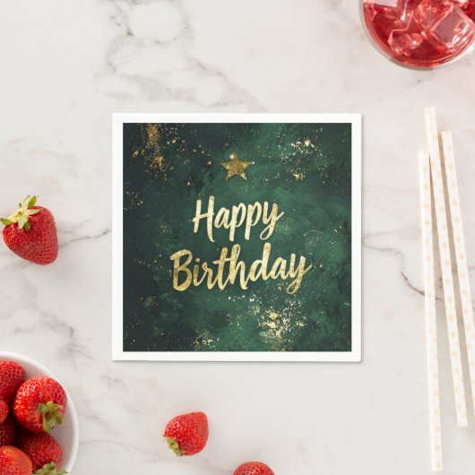 Elegante groene en faux gouden verjaardag servet (Insitu)