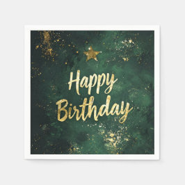 Elegante groene en faux gouden verjaardag servet
