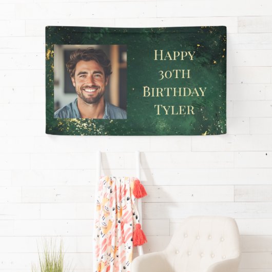 Elegante groene en faux gouden verjaardag spandoek (Insitu)