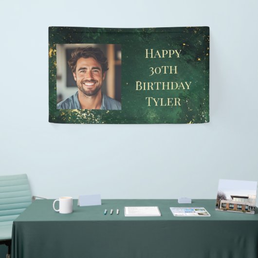 Elegante groene en faux gouden verjaardag spandoek (Beurs)