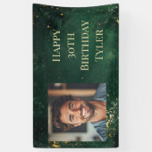 Elegante groene en faux gouden verjaardag spandoek (Verticaal)