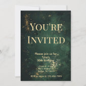 Elegante groene en faux gouden verjaardag uitnodig kaart (Voorkant)