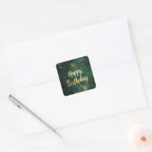 Elegante groene en faux gouden verjaardag vierkante sticker (Envelop)