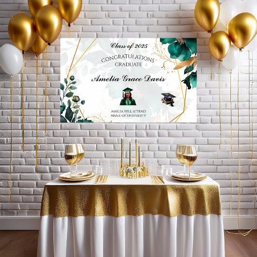 Elegante groene en gouden Afstuderen banner